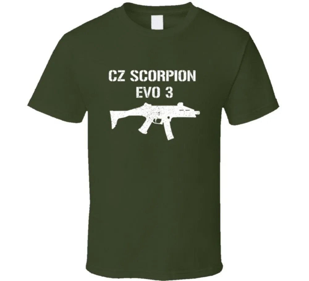 Cz Scorpion Evo 3 Submachine Gun Military Distressed T Shirt very Popular Style T-Shirt Men Slim Fit Cotton High-Quality Movie