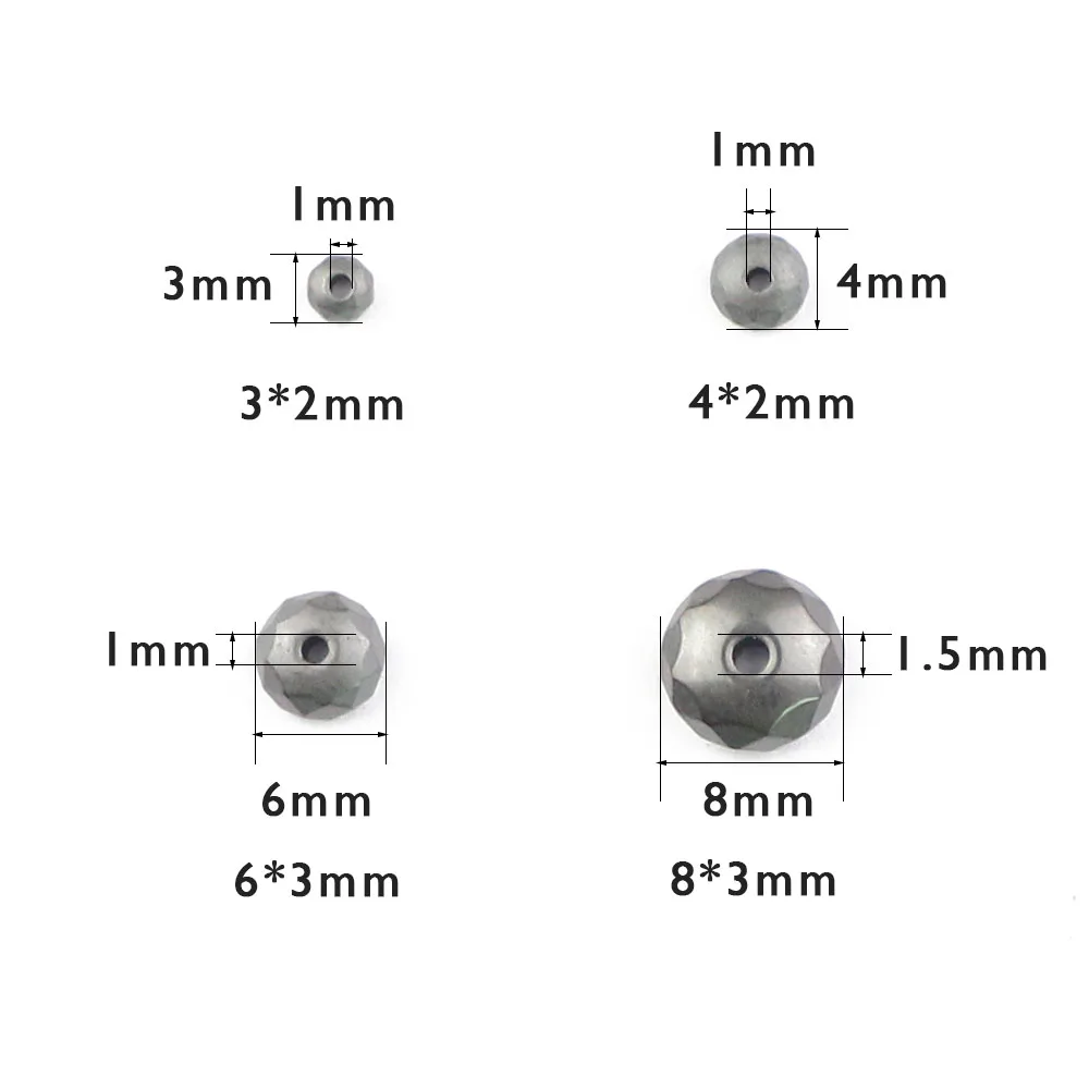 BTFBES Faceted Flat Round Matte Black Hematite Beads Natural Stone 3/4/6/8mm Round Loose Beads For Jewelry Bracelet Making DIY image 3