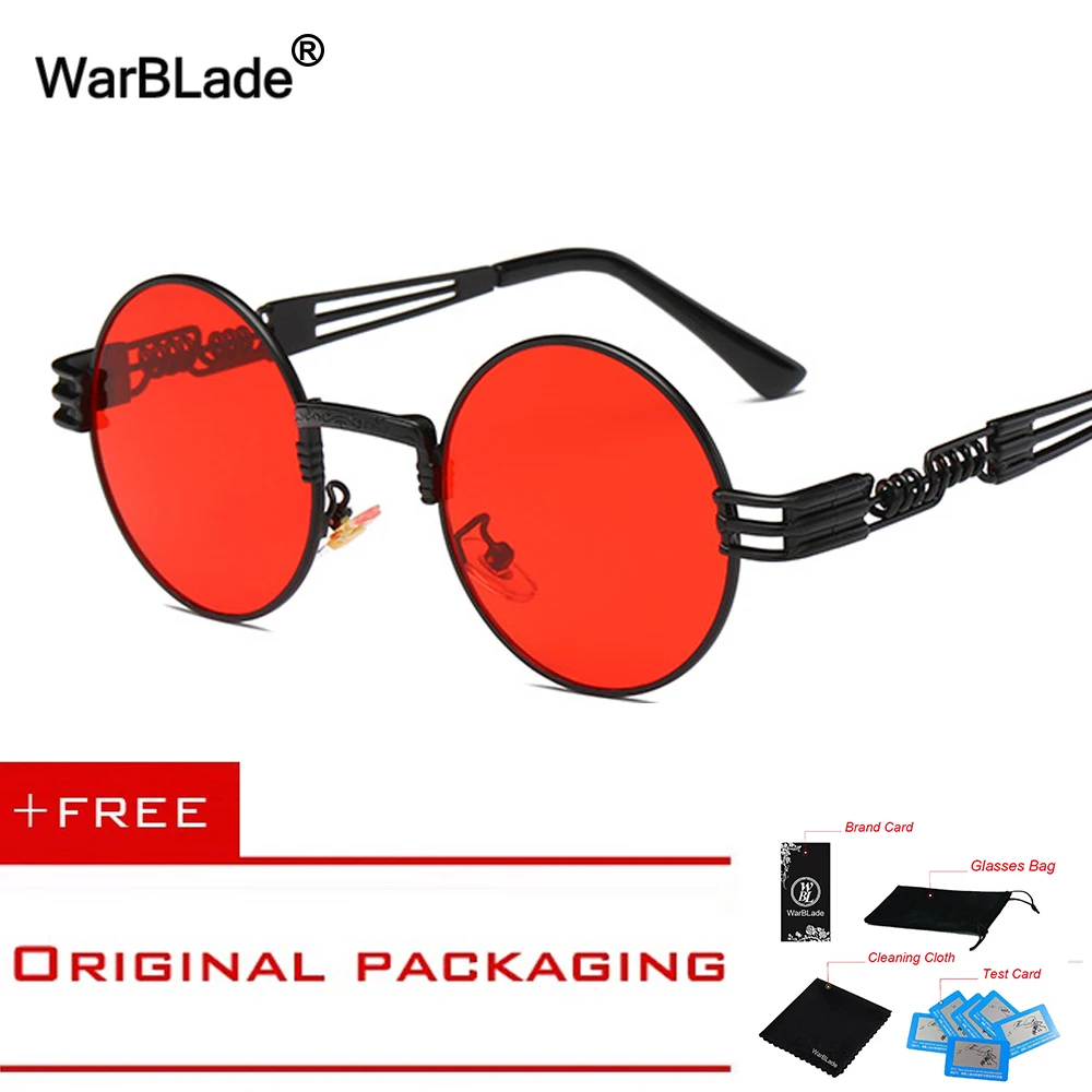 WarBLade Vintage Round Steampunk Sunglasses Women Men Steam Punk Gold Eyewear Hip Hop Shades Teashades Transparent Clear Glasses