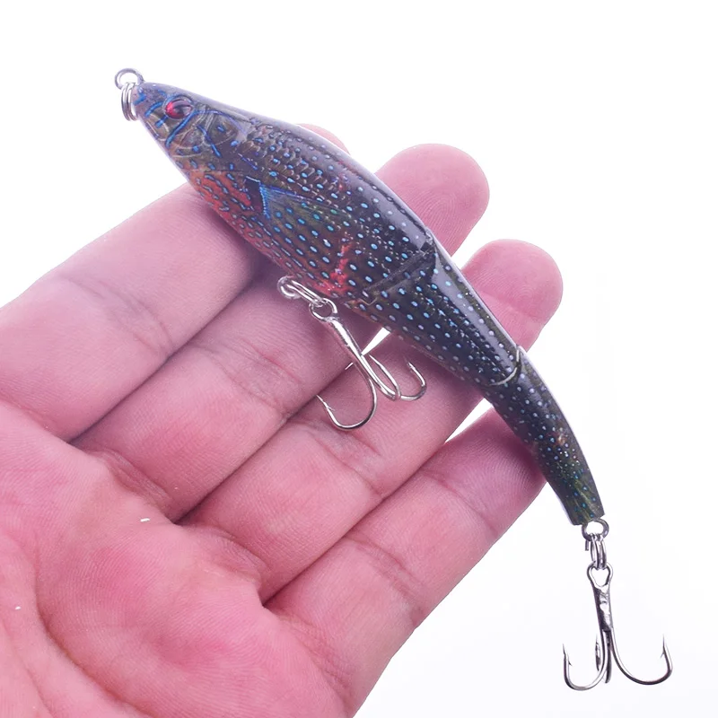 1 adet çok parçalı balıkçılık Lures 95mm 8g 3 bölüm Minnows Crankbait Wobblers bas balık yavaş yavaş batan swimbait olta takımı