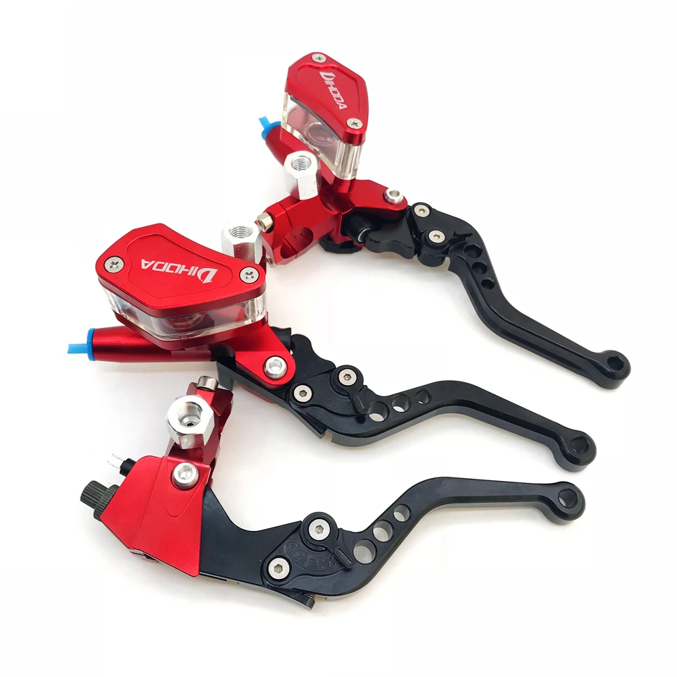 CNC Black / Red / Titanium Left Right hydraulic brake pump master cylinder lever or clutch handle with mirror mounting hole