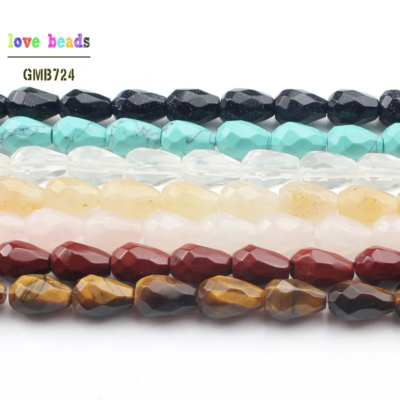 Natural Faceted Tear Drop Stone Beads Aventurine Tiger Eye Red Jaspers Beads 8*10mm Jewelry Making 20pcs Beads