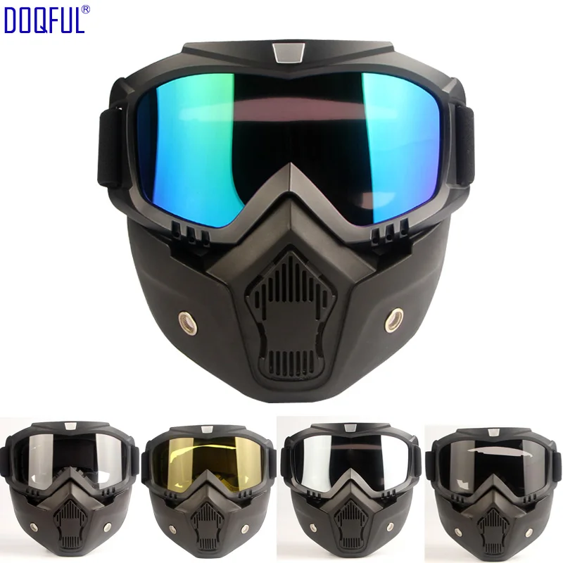 

50X Removable Goggles Mask Windproof Dustproof UV Protection Eye Glasses Safety Bicycle Motorcycle Tactical Eyewear Face Masks