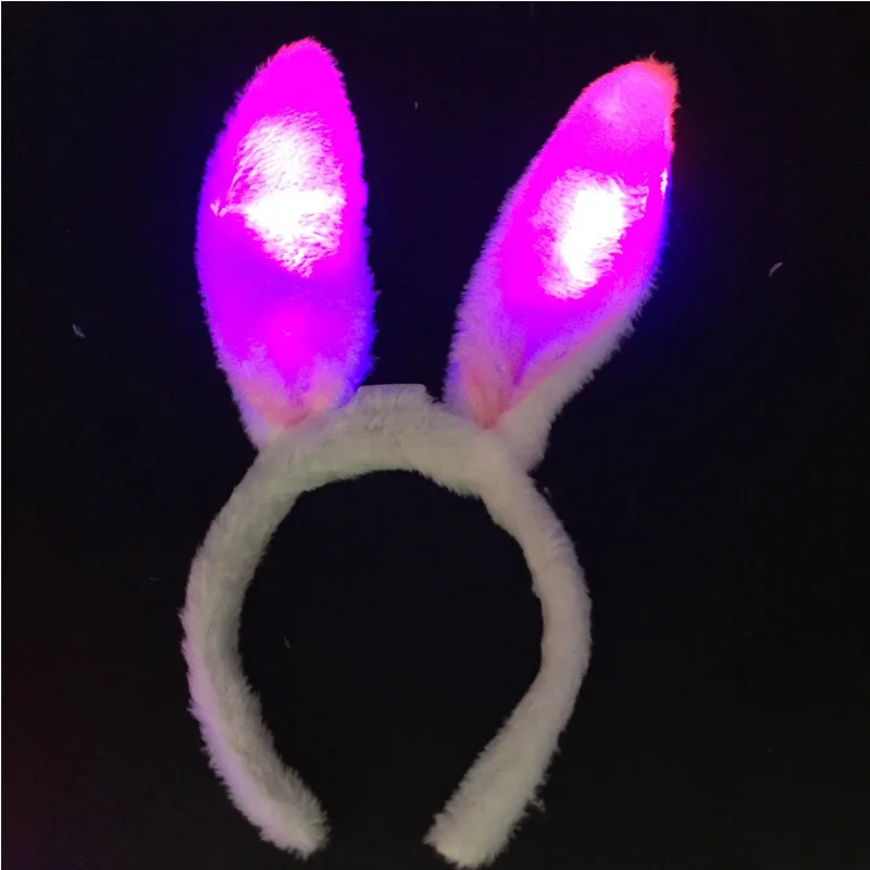 30pcs led Plush Rabbit Ears Flashing Glow Headband Hair Band led party supplies Light Up Hair Accessories for kids Girl woman