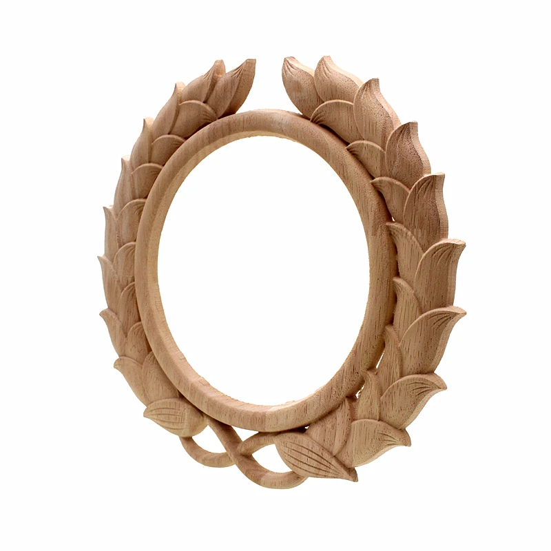 Floral Wood Carved Decal Corner Appliques Frame Wall Furniture Woodcarving Decorative Wooden Figurines Crafts Home Decor