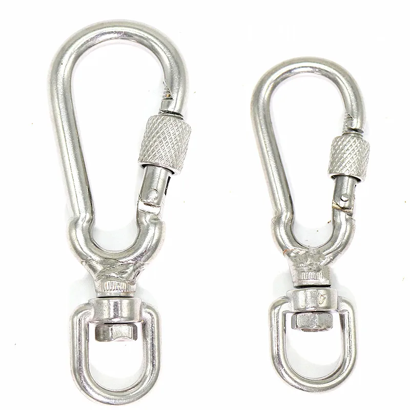 

1Pcs Multi-purpose Silver Swivel Eye Spring Snap Hook Pet Leashes Quick hook Chain Carabiner Stainless Steel Hiking Camping