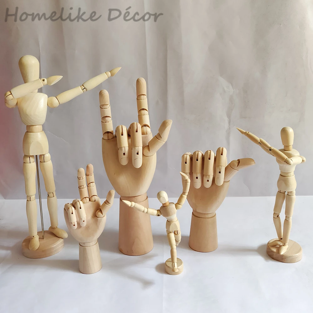 1pc Funny Wooden Hand Painting Sketch Model Wooden Puppet Doll Movable Manikin Mannequin Home Decor Ornament