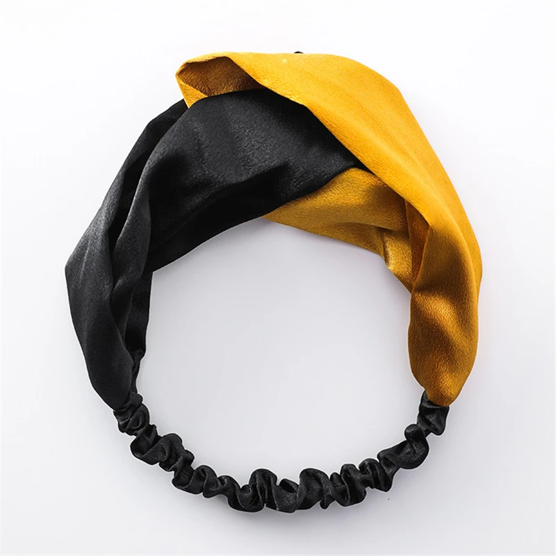 Fashion Women Faux Silk Solid Hairband Simple Elastic Hair Band Retro Cross Headbands Bandanas Satin Hair Rope Hair Accessories