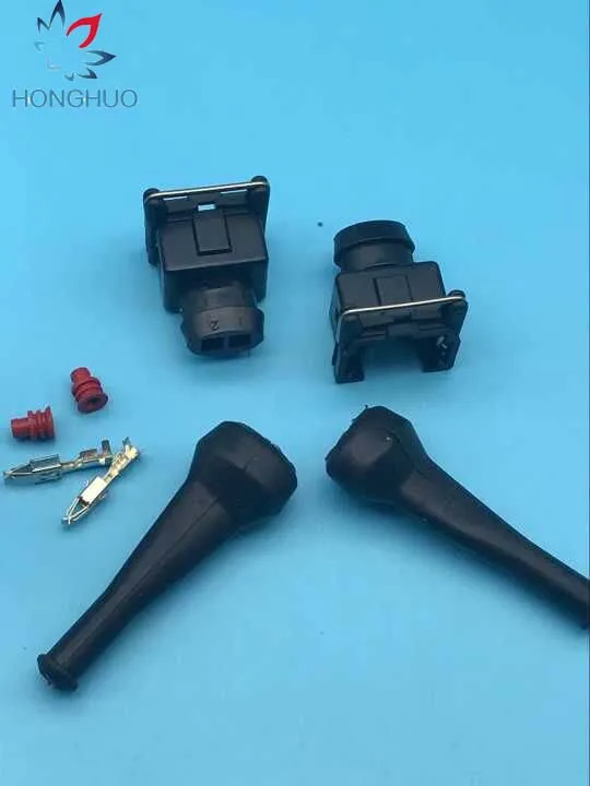 

100pcs/lot 2 Pin/Way EV1 Female Fuel Injector Connector Plug With Rubber Boot 750cc 1000cc 650cc