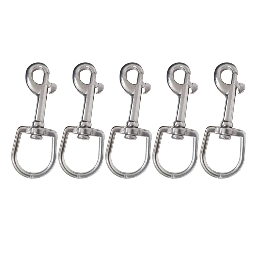 

5pcs 316 Stainless Steel Scuba Diving Clips 127mm Swivel Eye Snap Hook Dive Single Ended Swivel Eye Bolt Hook Buckle Dog Clip