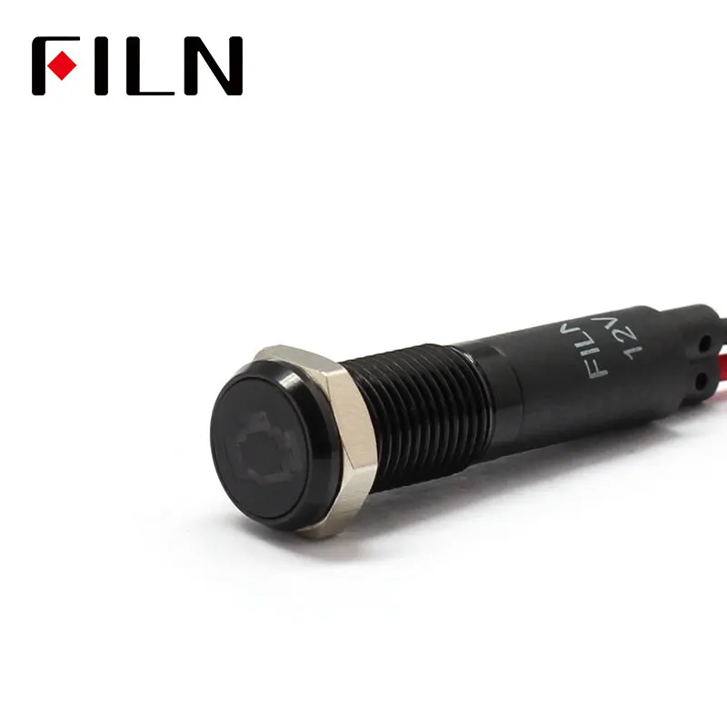 FILN 8mm Car dashboard Engine fault flag symbol led red yellow white blue green 12v led indicator light with 20cm cable