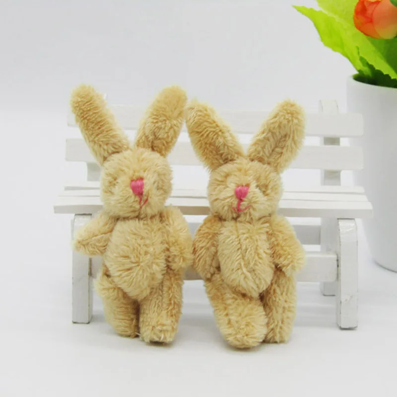 50Pcs/Lot Mini rabbit Stuffed Plush Toys Small  brown rabbit with pink nose Stuffed Toys pelucia Pendant Kids Gift Decor 02401