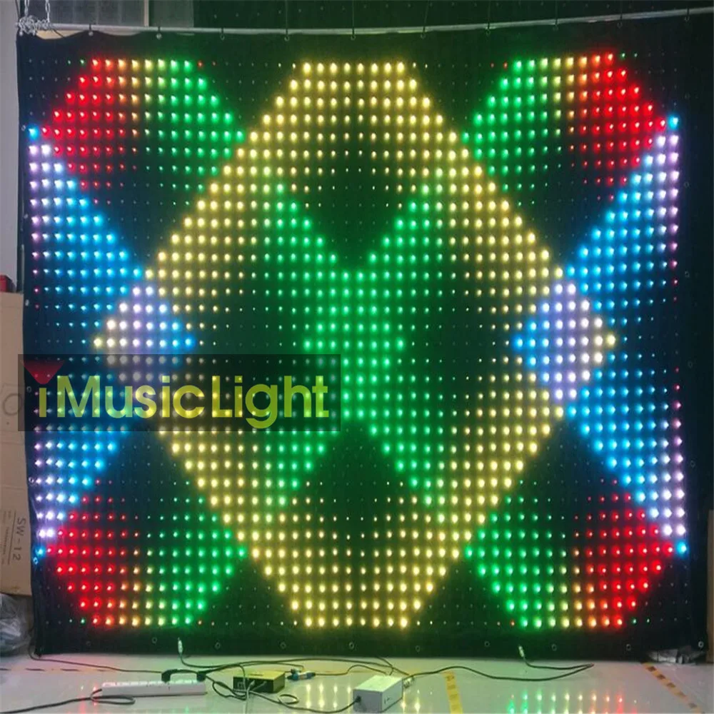 Imagem -06 - Led Video Vision Cortina para Festa pc e Controlador Dmx Display Rgb Banda de Casamento Fundo dj Club p6 2mx3m