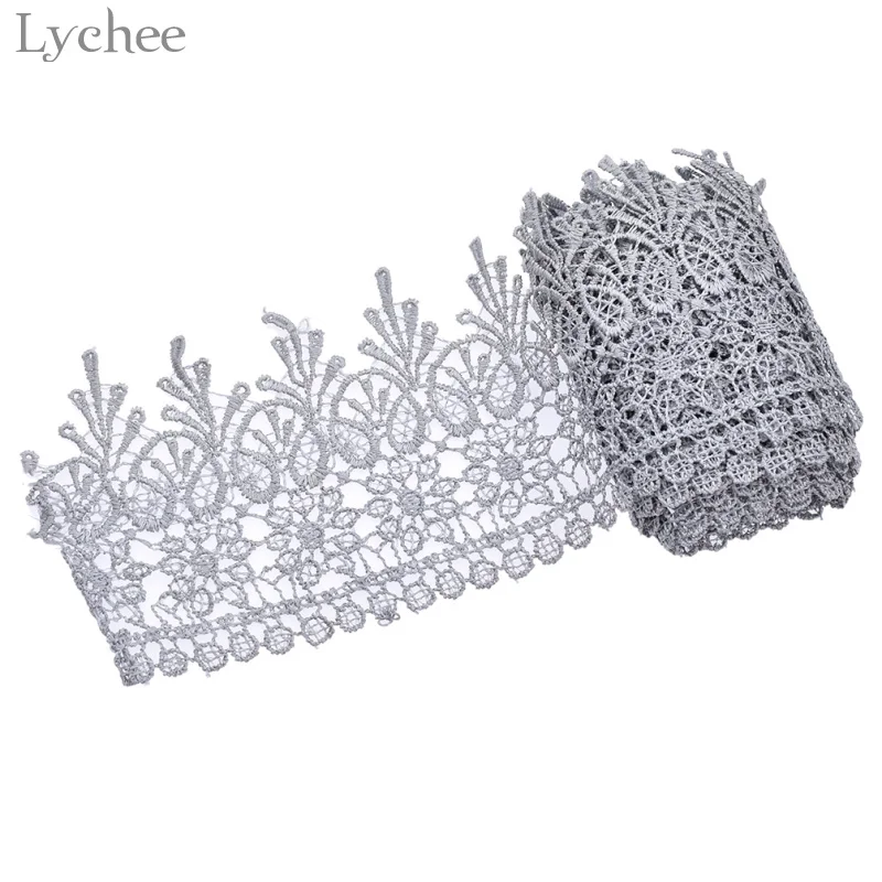 Lychee Life  2 Yards Vintage Embroidered Lace Edge Trim Ribbon Crocheted Wedding Bridal Lace Applique DIY Sewing Craft