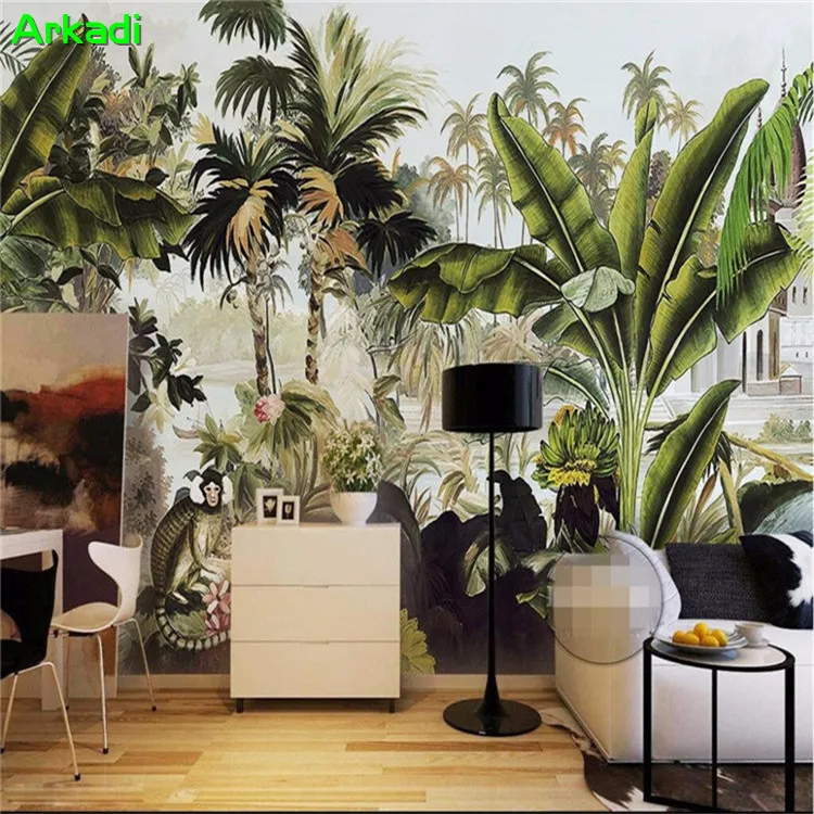 Custom photo wallpaper 3D mural green coconut tree tropical plant 3D oil painting background wallpaper papel de parede