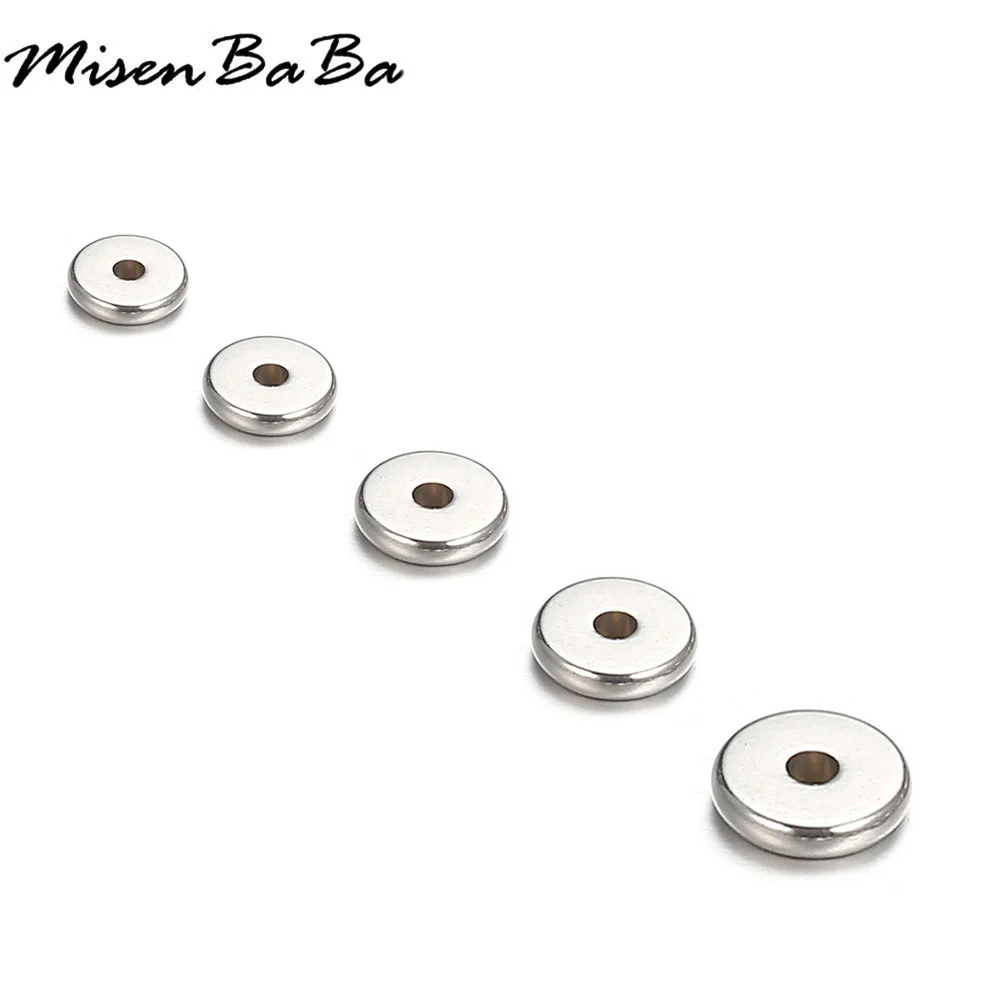 50PCS/lots Wholesale Stainless Steel Round Spacer Flat Beads 4mm 5mm 6mm 8mm 10mm Locate Beads For Jewelry DIY Making Findings