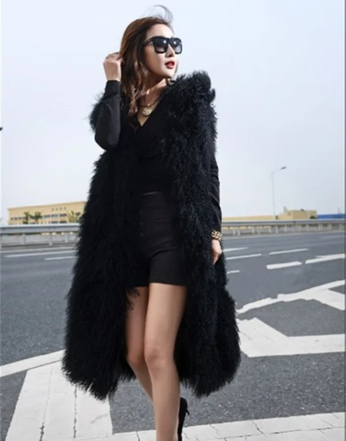 

New genuine real natural whloe skin Mongolia Sheep Fur vest women fashion full pelt lamb fur jacket