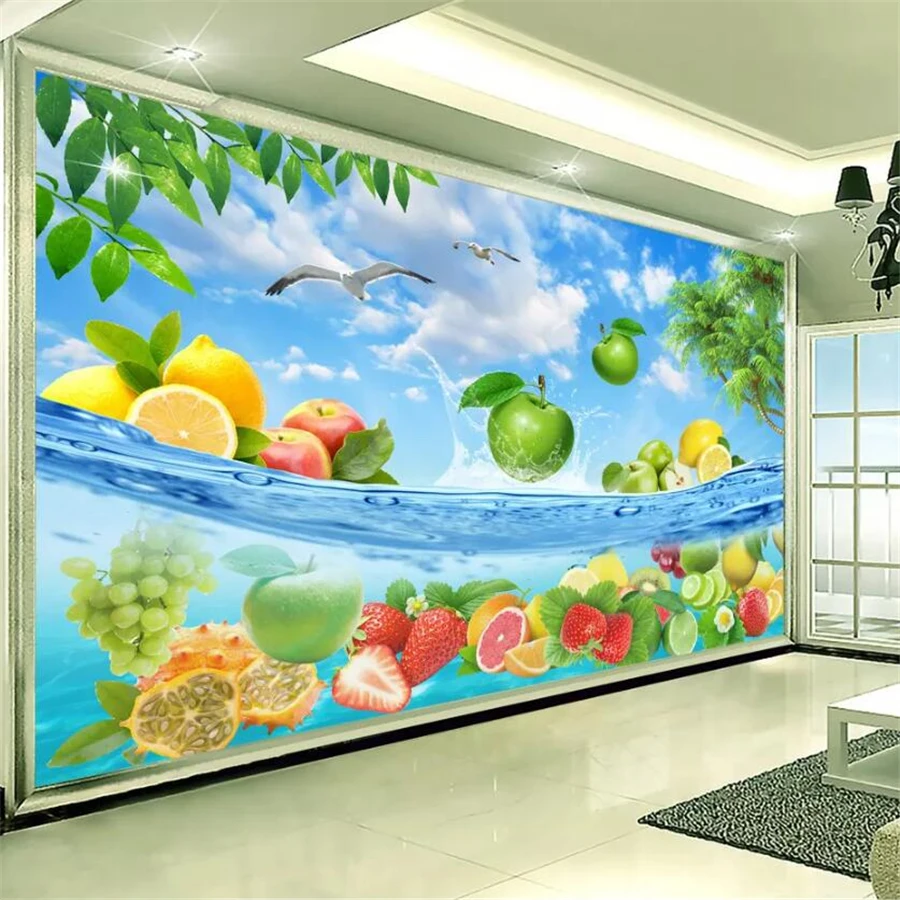 Beibehang Custom wallpaper 3d photo mural HD fruit fresh summer Hawaiian sea water living room TV background wall paper 3d mural