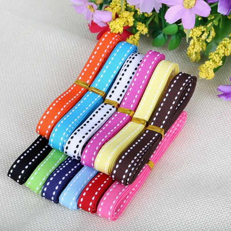 10mm Dot rypsowa wstążka akcesoria do szycia odzieży DIY dekoracyjne rzemiosło artystyczne prezent wstążka do pieczenia losowa mieszanka kolorów 12 lat (1 rok/kolor)