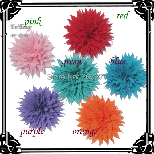 6colors for your choose 24pcs/lot  4'' silk wrinkle flower WITHOUT hair clip and brooch pin