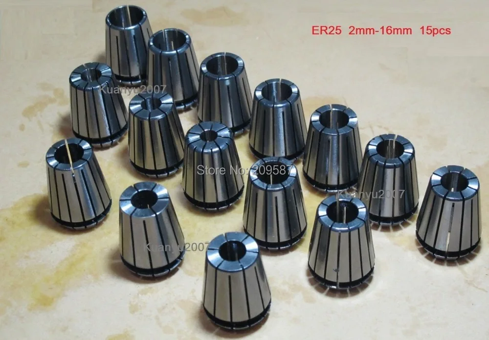 ER25 collet set 15 pcs from 2mm to 16mm for CNC milling lathe tool and spindle motor