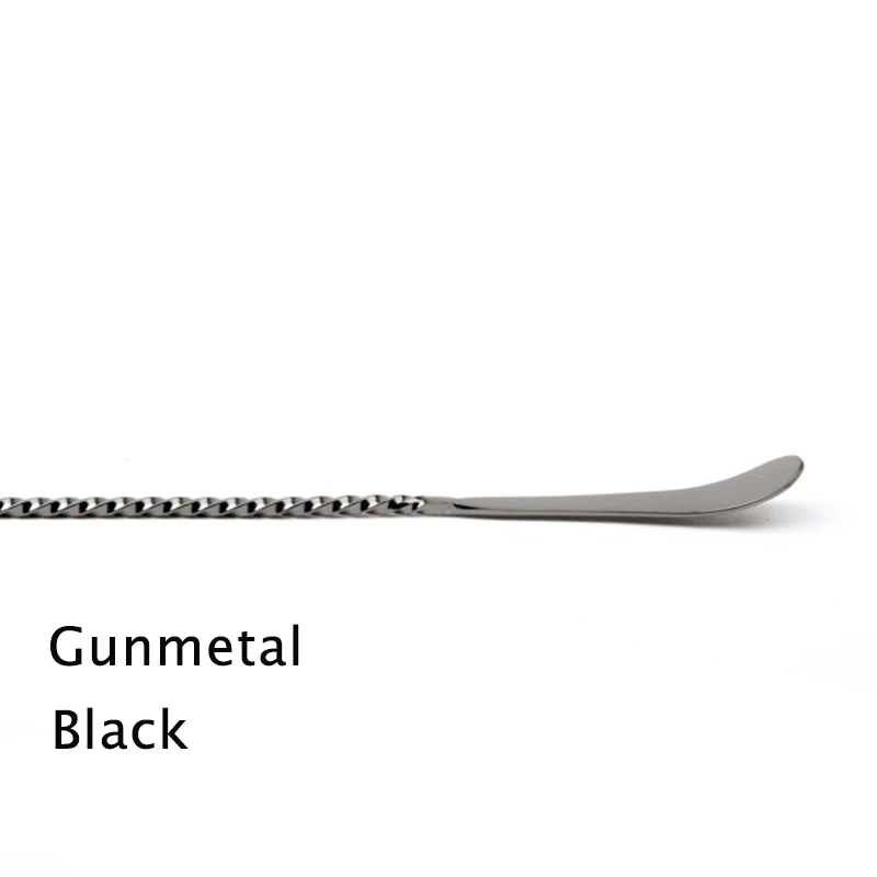 Top Grade 304 Stainless Steel Gunmetal Black 50cm Bar Spoon Drink Mixing Spoons Bartender Tools Stick Cocktail Spoon Stirrer