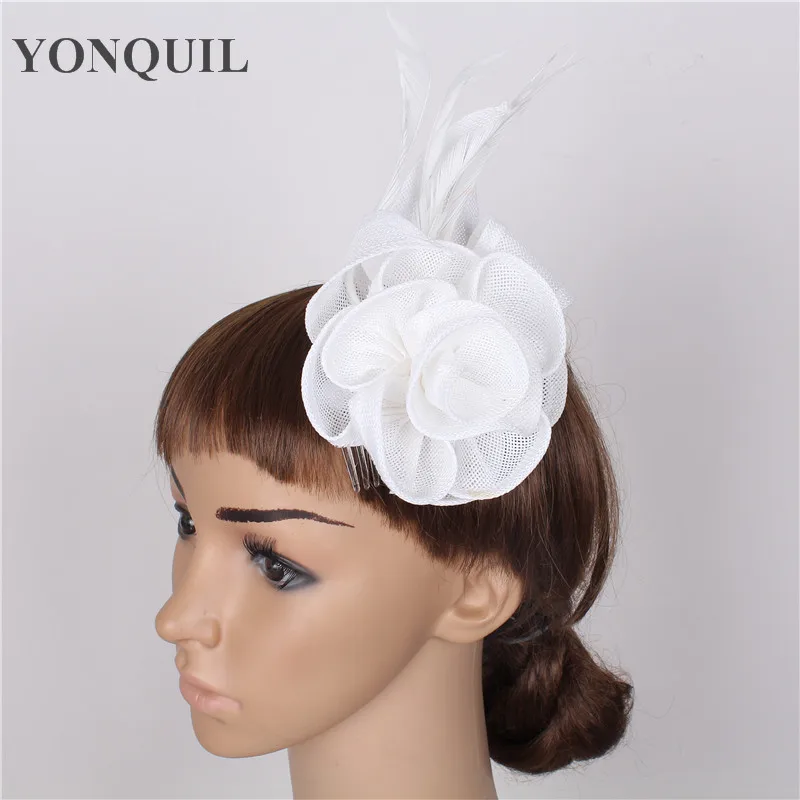 

Kawaii Sinamay Fascinator Hats White Cocktail Hat Bridal Wedding Headwear Cute Millinery Hair Accessories NEW ARRIVAL