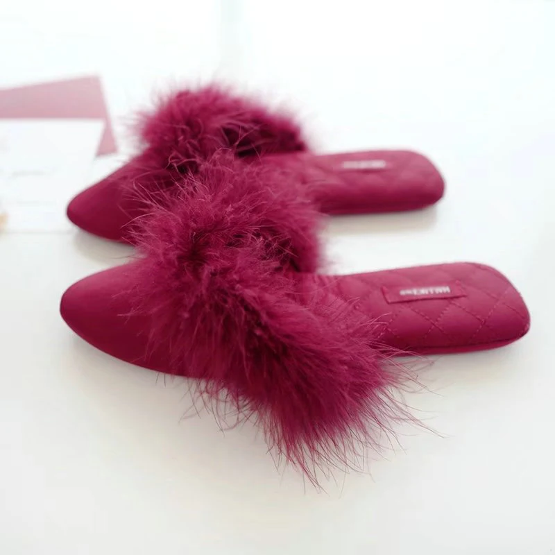 Spring Summer Turkey Feather Style Indoor Floor Home Slippers Office Air Cotton Absorbent Sweat Hot