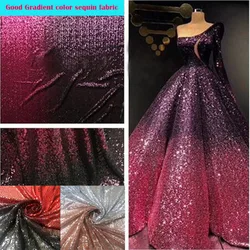 Wide 138cm Good Gradient Color 3mm Sequins Net Fabric Shining Sequins Mesh Fabric DIY Sewing Wedding Dress Performance Clothing