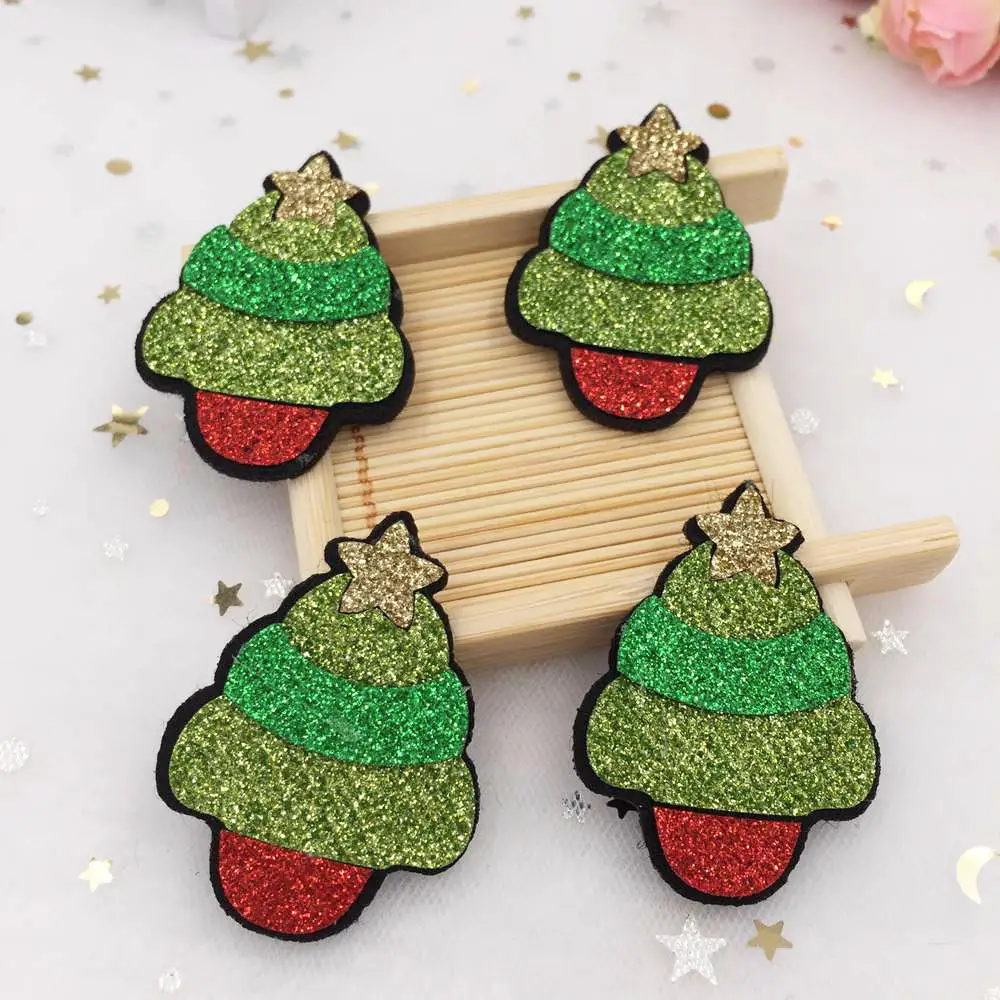 10pcs Felt Fabric Paillette Glitter Christmas series Appliques Christmas DIY Sewing Patchs craft hair bow accessories A39