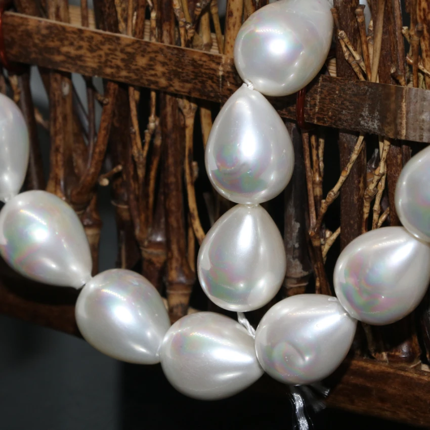 Factory outlet fashion natural white shell pearl teardrop 14*18mm waterdrop fit diy necklace women  jewelry beads 15inch B2265