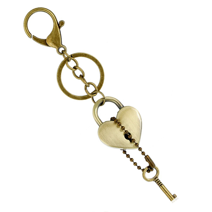 Bronze Plated Key&Lock Style Couple Keychain Bag Keyfobs Llaveros Charm Car Key Chain Holder Novelty Jewelry Lovers Gift FY067