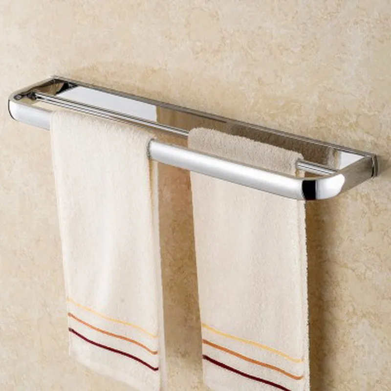 

Chrome Double Towel Bar Wall Mounted Bathroom Towel Rail Rack Holder Bathroom Accessories KD893