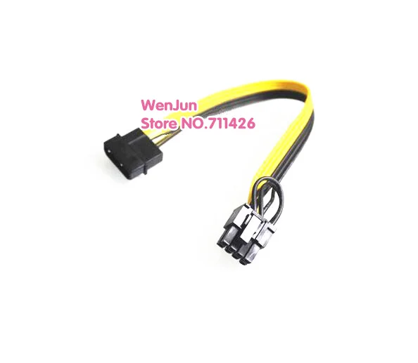 Top Sale 20CM NEW 4 Pin Molex to 8Pin(6+2) PCI-Express PCIE Video Card Power Converter Adapter Cable 10pcs~ 100pcs/lot