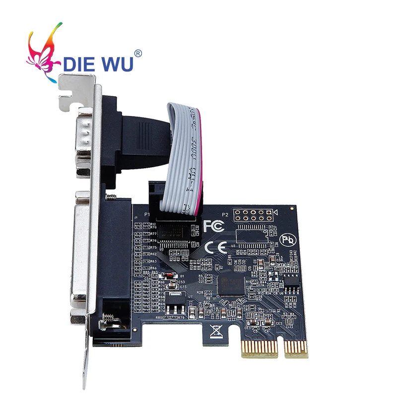 PCIe to 1 Serial 1 Parallel Riser card RS232 Serial & DB25 Printer Parallel port Expansion card with ASIX99100 chipset