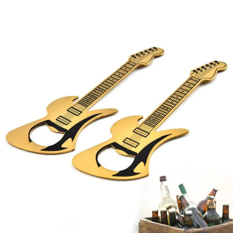 Stainless Steel Bottle Opener Creative gold Guitar Metal Bar Wine Beer Cap Opener Ornament Bar Accessories F20174014