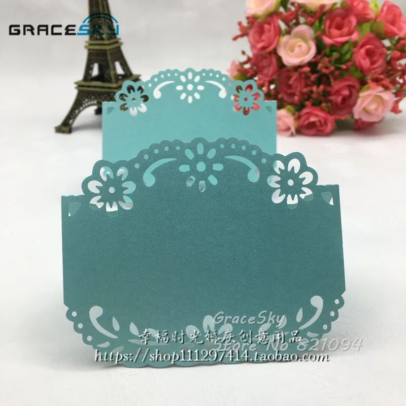 

50pcs laser cut lace flowers Name Place Seat Paper Wedding Invitation Table Cards for Party Table Decoration Marriage favors