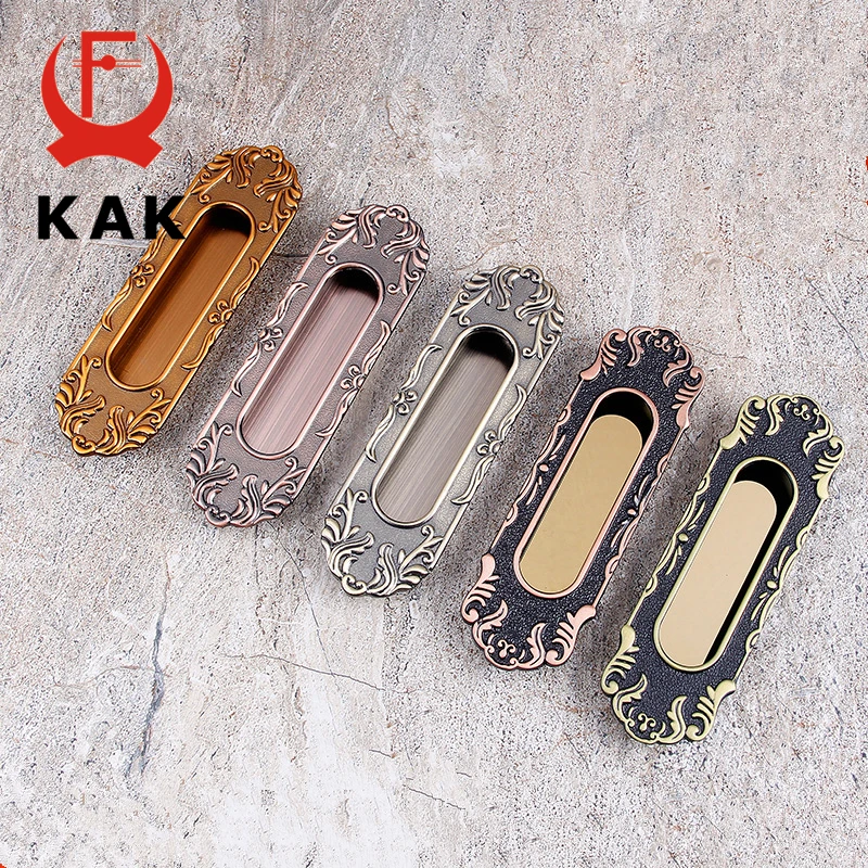 

KAK Vintage Tatami Hidden Door Handles Zinc Alloy Recessed Pulls European Cabinet Handle Bedroom Door Handle Furniture Handle