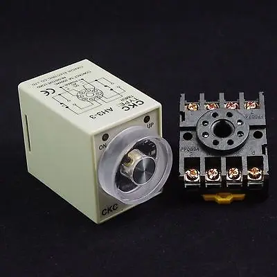 24VAC Power On Delay AH3-3 Timer 0-60 min Relay With Socket Base PF083A