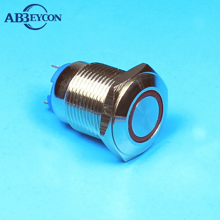 IN15 stainless steel 12VDC ring LED 16mm waterproof terminal pushbutton metal indicator