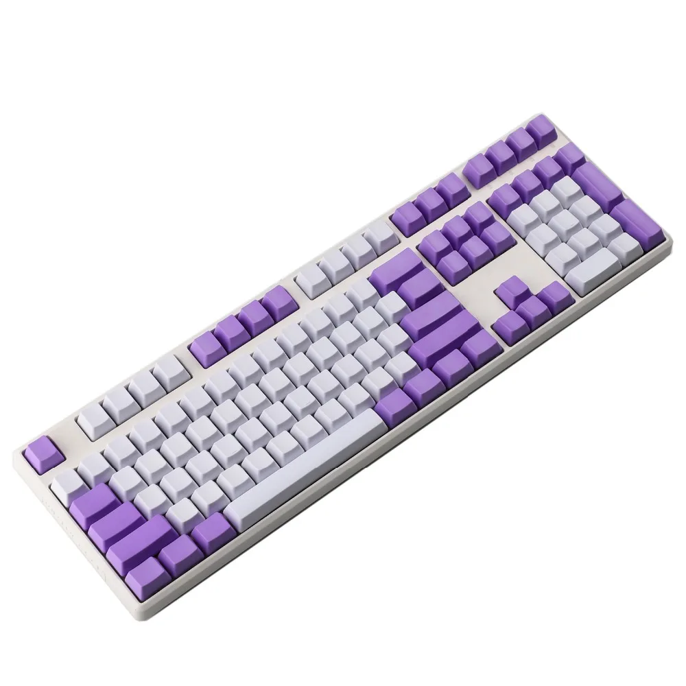 YMDK White Purple Mixed 108 87 61 ANSI Keyset OEM Profile Thick PBT For MX Switches Mechanical Gaming Keyboard (Only Keycap)