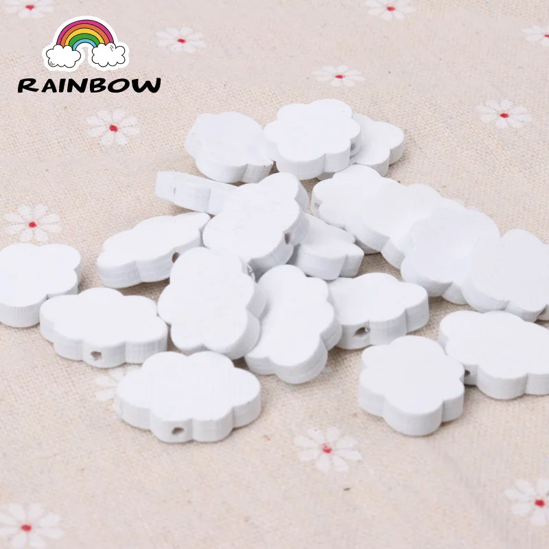 New Natural Wooden beads White Cloud Shape Spacer Beads For Jewelry Making DIY 22x17mm 20pcs