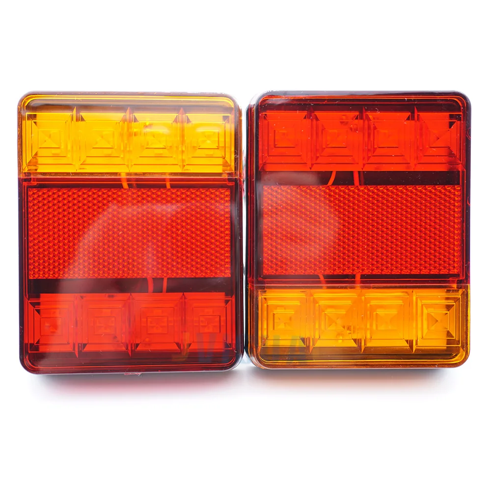 2Pcs Waterproof 8 LED Tail Lights Rear Lamps Pair Boat Trailer 12V Rear Parts For Truck Vans ATV Lorry Caravans Car Lighting