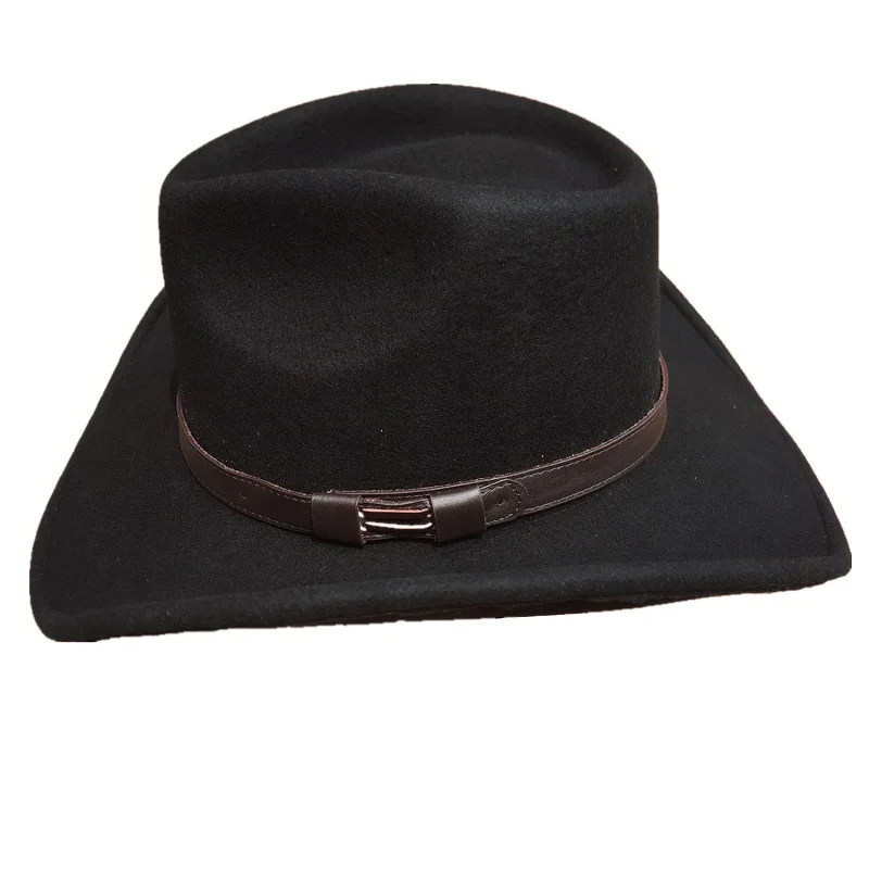 Cowboy Hat Black Wool Felt Western Hat For Men Women- packed in Strong Cardboard box