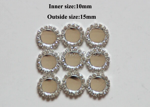 Free Shipping Wholesale 100pcs/lot 10MM Inner Circle Blank Setting With Rhinestones Flatback Button For Hair Flowers LST010