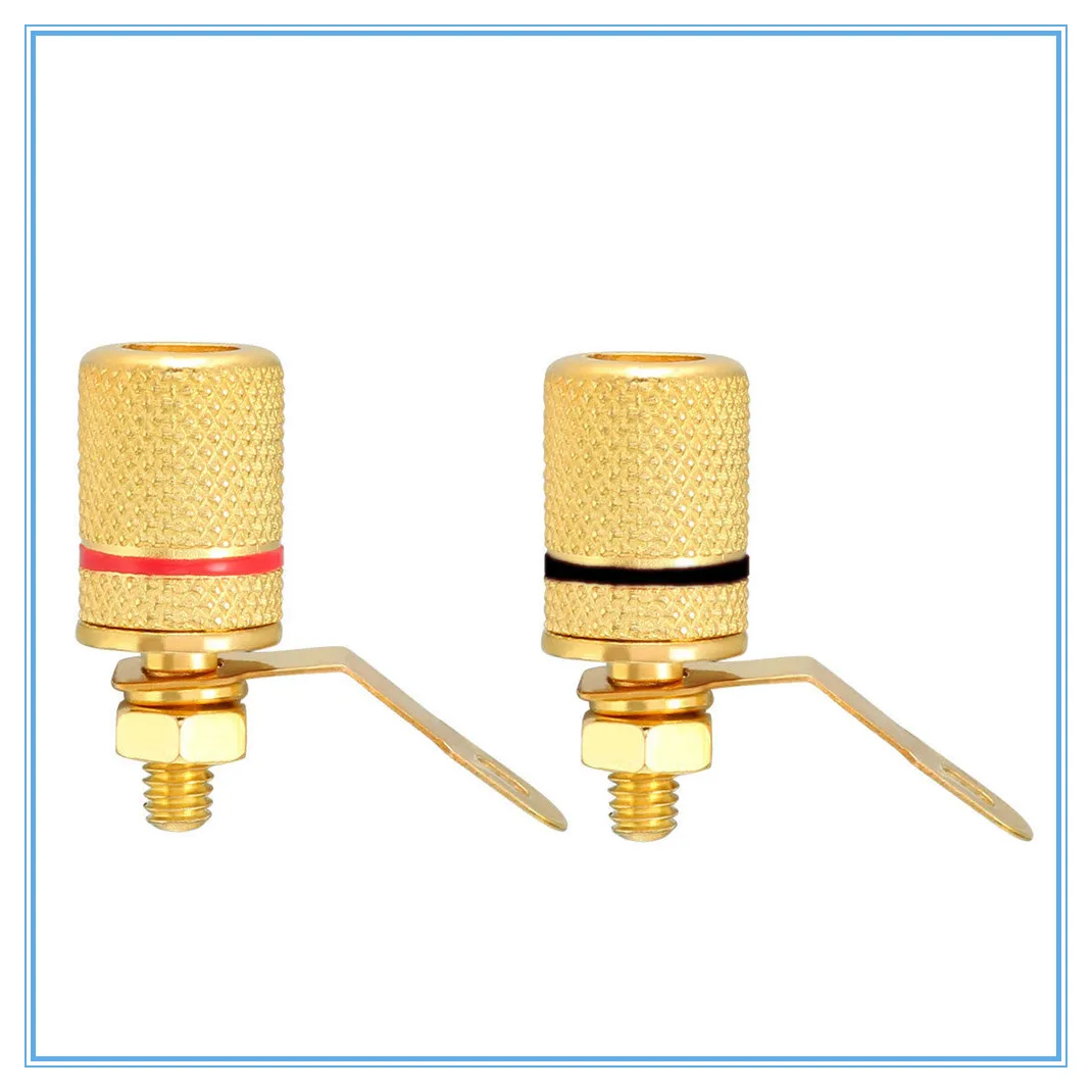 2Pcs Gold Plated Amplifier banana plugs Video Speaker Terminal Connectors Binding Post 4mm Banana Jack Outlet