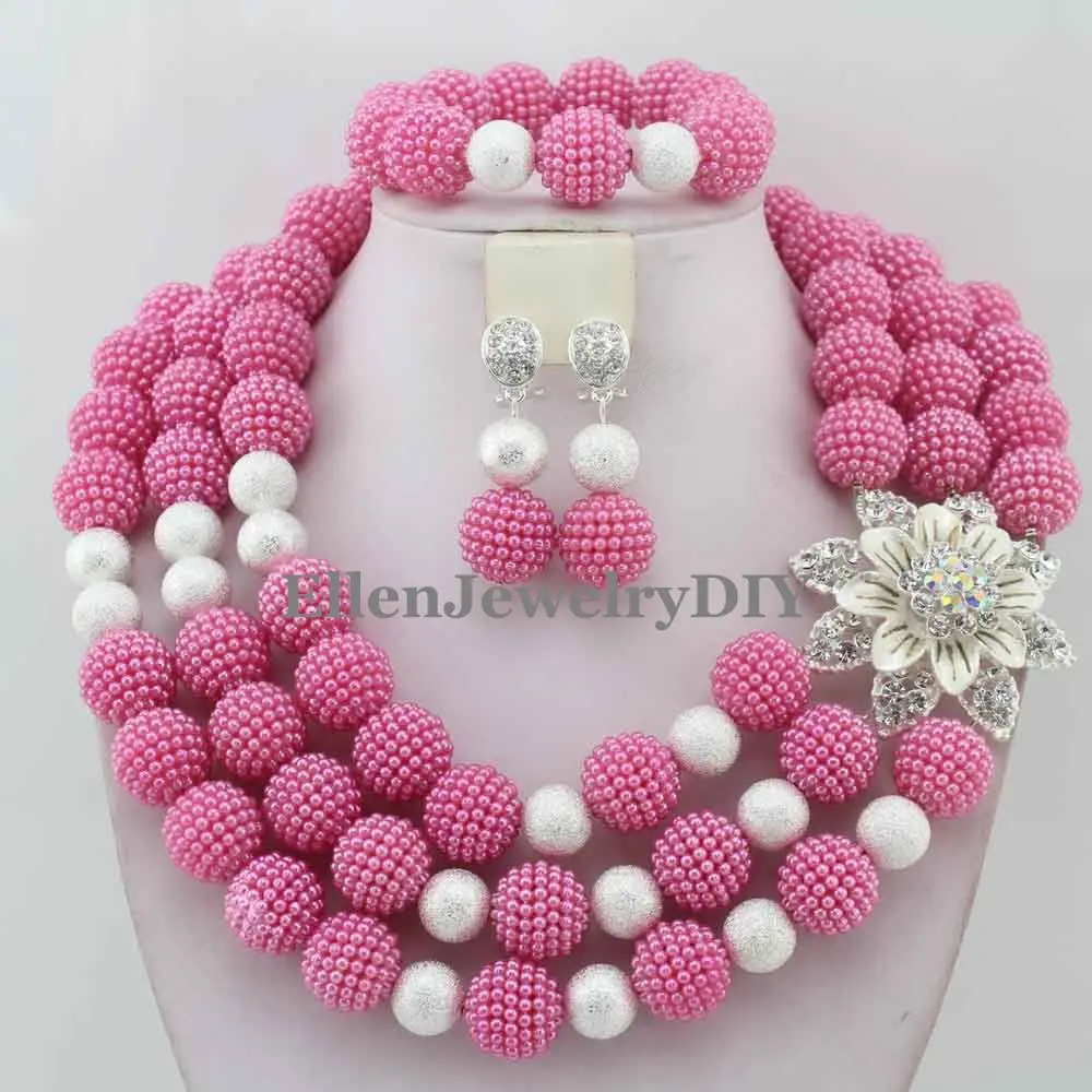 

New Arrived Statement Necklace Nigeria Wedding Set Necklace Africa Beads Classic Women Crystal Jewelry Set W12472