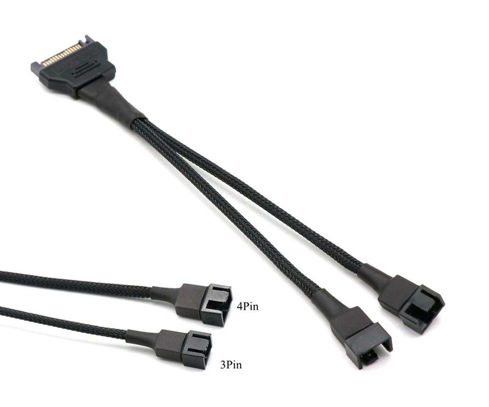 Angitu 12 فولت Sata إلى 2x3Pin/4Pin مروحة/PWM كابل الطاقة SATA 15pin ذكر إلى مروحة كابل محول الطاقة 15 سنتيمتر 30 سنتيمتر