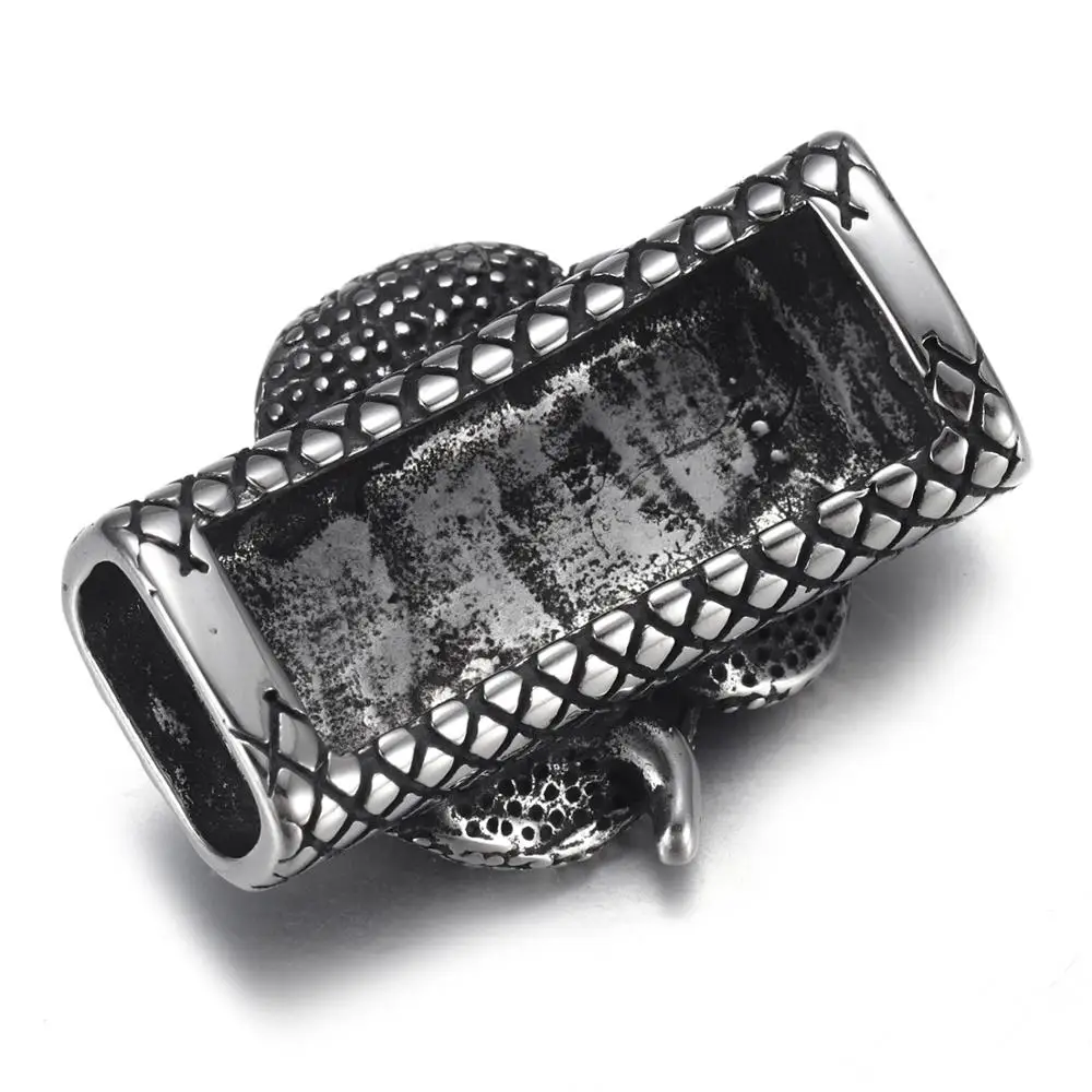 Stainless Steel Punk Slider Beads Skull Animal Slide Charms Fit 12*6mm Flat Leather DIY Men\'s Bracelet Jewelry Making