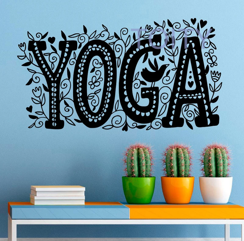 Yoga Wall Decal Vinyl Sticker Meditation Philosophy Home Interior Design Art Murals Bedroom Decor H57cm x W105cm/22.5